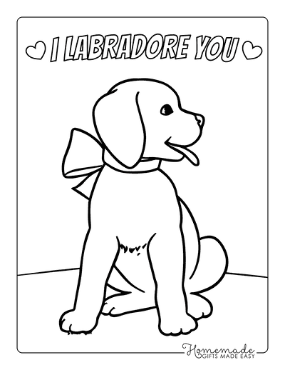 Dog Coloring Pages Cute Puppy With Bow