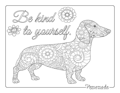 Dog Coloring Pages Dachshund Patterned for Adults