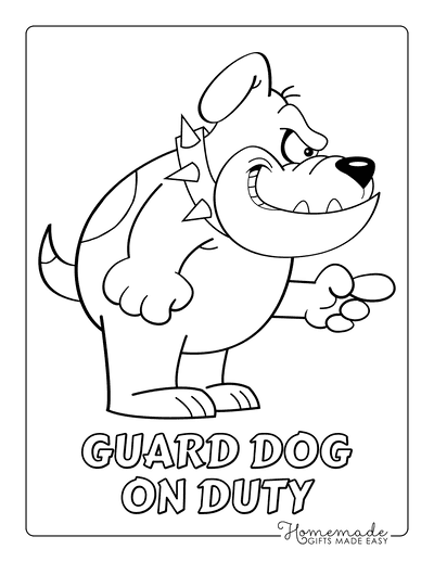 Dog Coloring Pages Funny Cartoon Bulldog