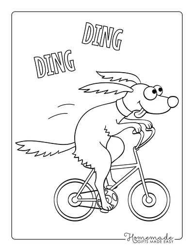 Dog Coloring Pages Funny Cartoon Dog Riding Bicycle