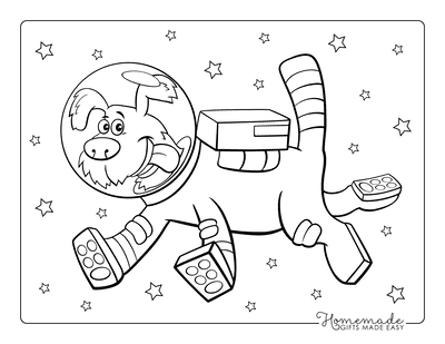 Dog Coloring Pages Funny Spacesuit Cartoon