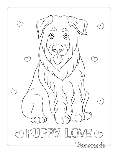 Dog Coloring Pages German Shepherd Puppy Outline