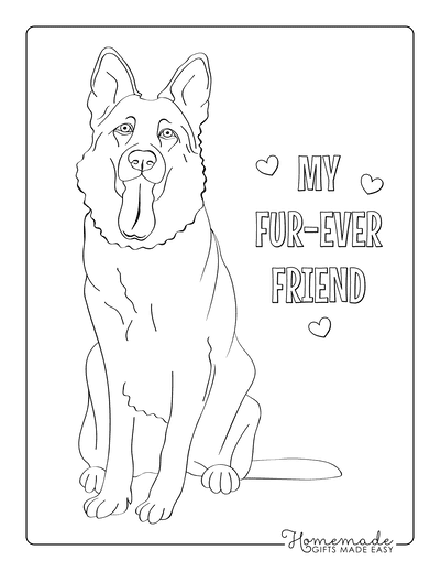 Dog Coloring Pages German Shepherd Smiling Outline