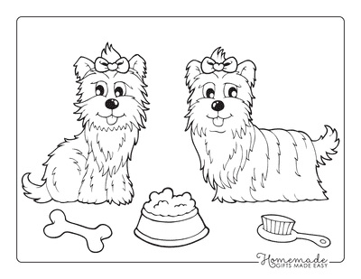 Dog Coloring Pages Pretty Dogs Cartoon Grooming