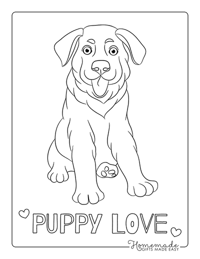 Dog Coloring Pages Puppy Dog Sitting Ears Down