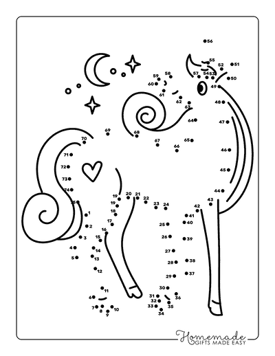 Dot to Dot Printables Cute Cartoon Unicorn to Trace and Color Dot to Dot Printables Cute Cartoon Unicorn to Trace and Color