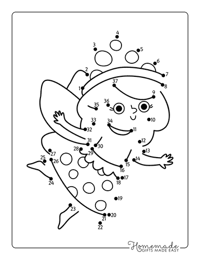 Dot to Dot Printables Cute Simple Mushroom Fairy Connect the Dots Dot to Dot Printables Cute Simple Mushroom Fairy Connect the Dots