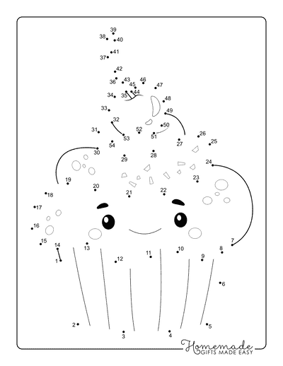 Dot to Dot Printables Kawaii Cupcake for Kids Dot to Dot Printables Kawaii Cupcake for Kids