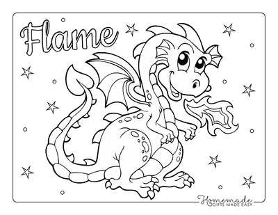 dragon coloring pages for kids blowing fire