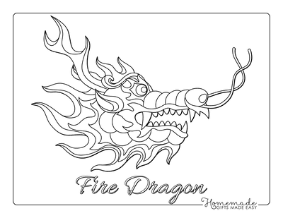 Dragon Coloring Pages Chinese Fire Dragon Head