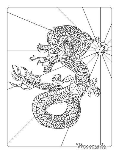 Dragon Coloring Pages Chinese Fire Dragon Intricate Scales