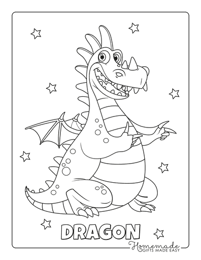 Dragon Coloring Pages Cute Cartoon Dragon for Kids