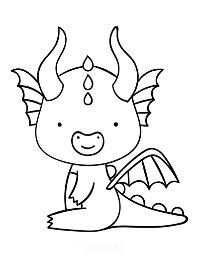 Hand drawing character animal cute dragon outline black and white cartoon  sketch happy coloring page and coloring books 26569082 Vector Art at  Vecteezy
