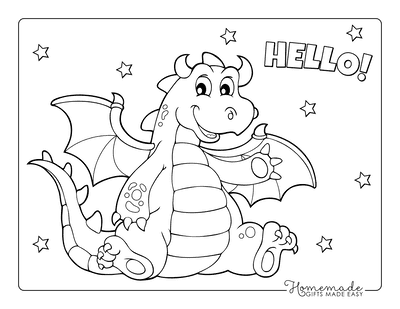 Dragon Coloring Pages Cute Waving Dragon for Kids