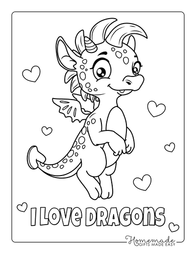 Dragon Coloring Pages Cute Wide Eyed Flying Dragon