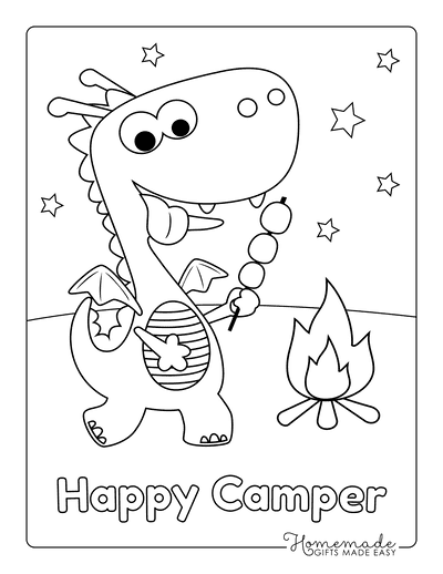 Dragon Coloring Pages Cute With Marshmallows Preschoolers