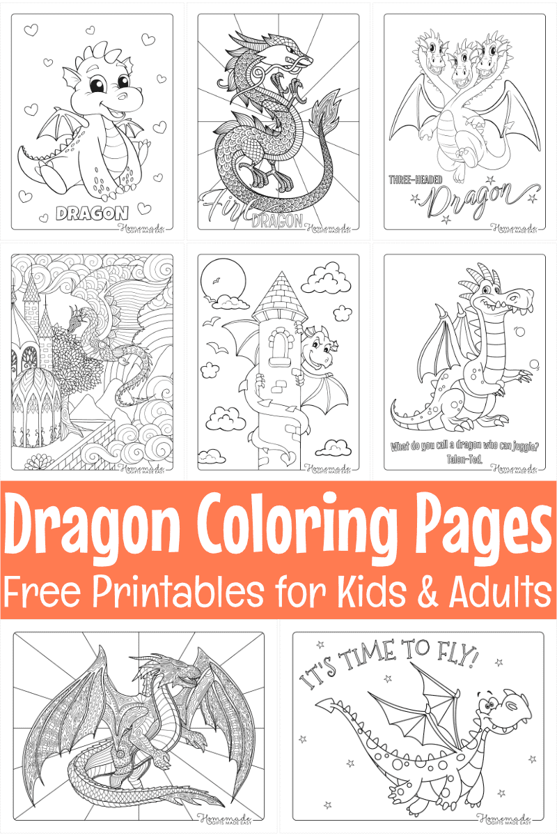 dragon coloring pages for kids blowing fire