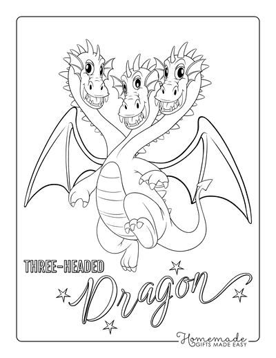 Dragon Coloring Pages Three Headed Dragon