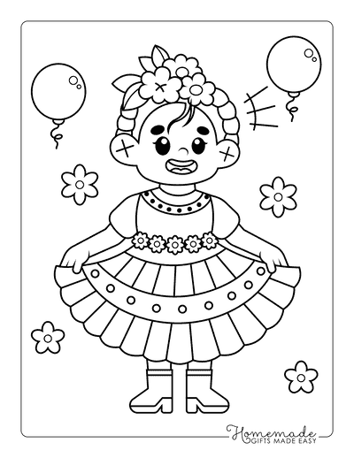 Dress Coloring Pages Cute Hispanic Dress Coloring Page