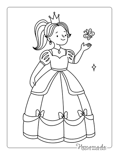 Dress Coloring Pages Easy Cute Princess Dress Coloring Page