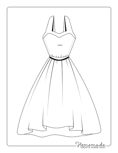 Dress Coloring Pages Easy Prom Dress Coloring Page for Kids