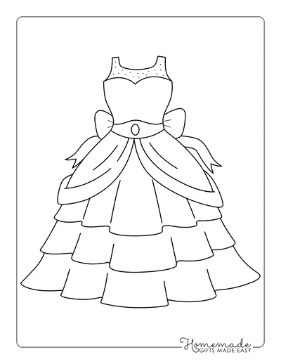 Dress Coloring Pages Easy Wedding Gown to Color