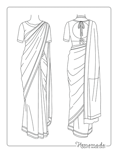 Dress Coloring Pages Gorgeous Traditional Indian Sari Saree Dress to Color