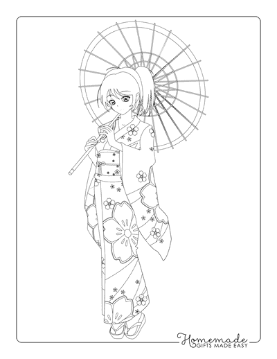 Dress Coloring Pages Hand Drawn Beautiful Kimono Style Dress