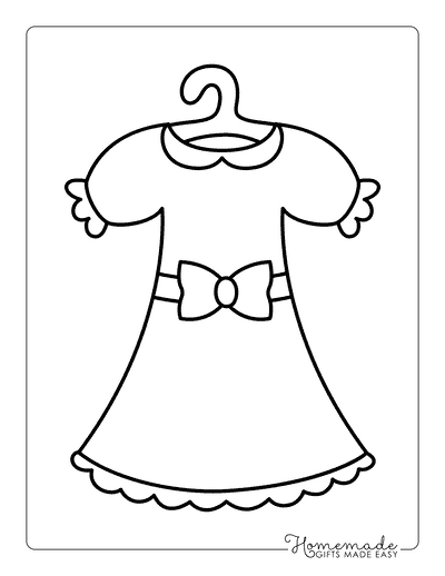 Dress Coloring Pages Simple Cute Dress Coloring Page for Preschoolers