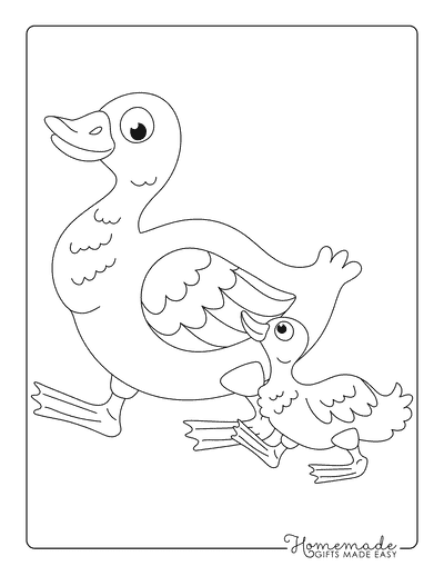 Duck Coloring Pages Adorable Duck and Baby Duck Walking Together