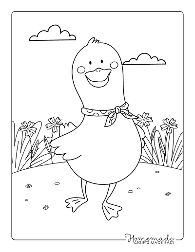 Duck Coloring Pages Adorable Duck Walking Through Grass