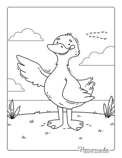 Duck Coloring Pages Cute Duck by the Shore