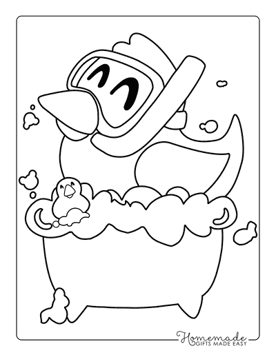 Duck Coloring Pages Funny Easy Rubber Duck to Color in Bath Tub