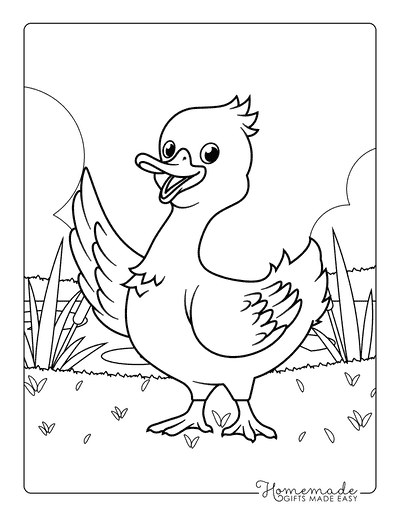 Duck Coloring Pages Simple Friendly Waving Duck to Color