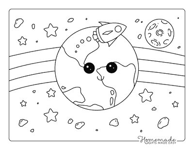Earth Coloring Pages Cute Earth From Space