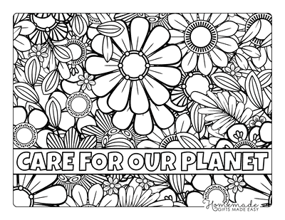 Earth Day Coloring Pages Care for Your Planet Flower Doodle