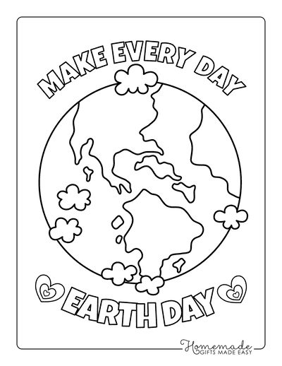 Earth Day Coloring Pages Planet Make Every Day Earth Day