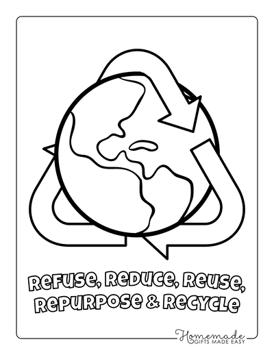 Earth Day Coloring Pages Refuse Reduce Reuse Repurpose Recycle