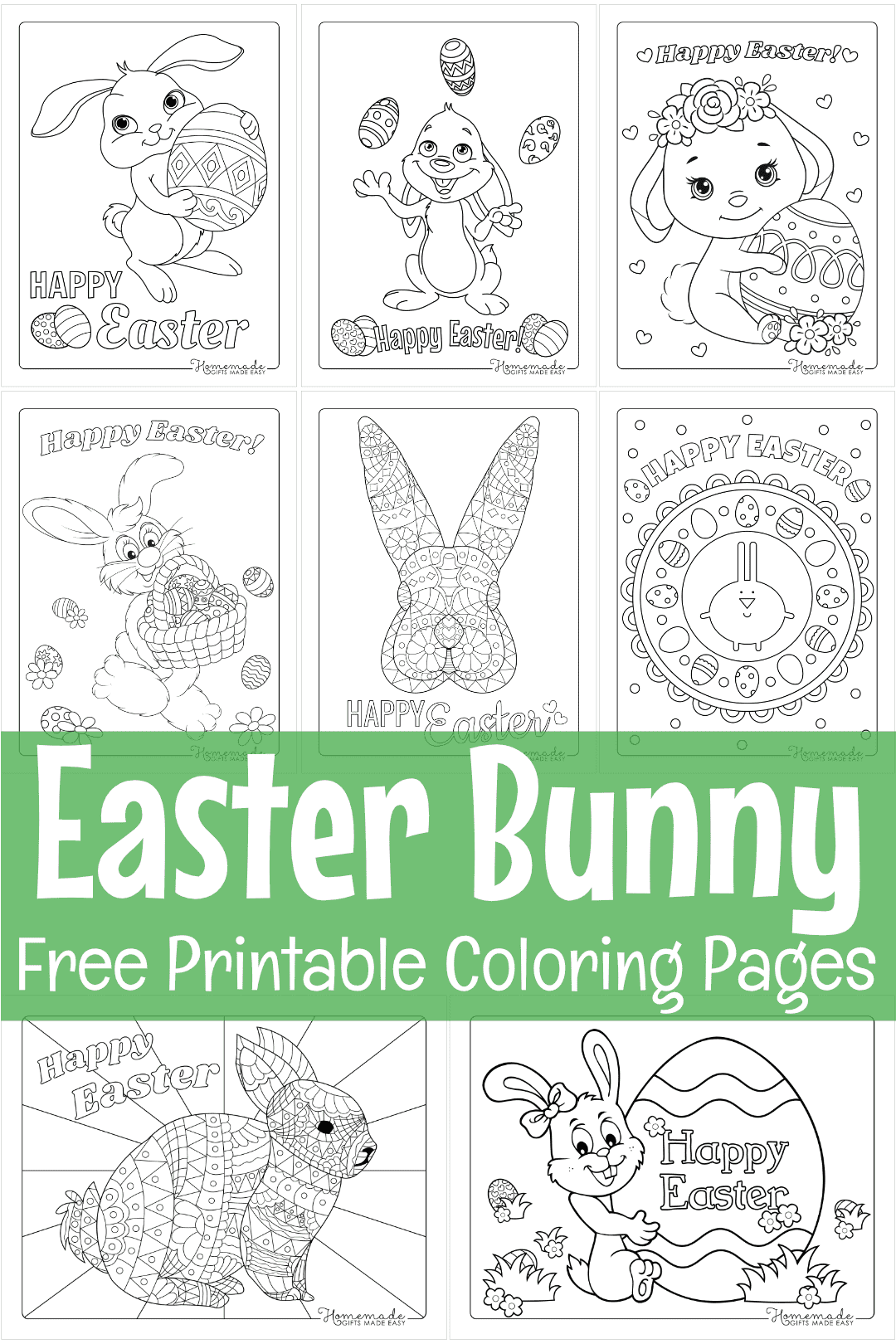Free printable Easter bunny coloring pages