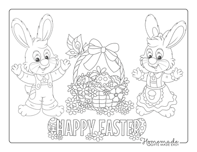 Easter Coloring Pages Bunnies Eggs Flowers