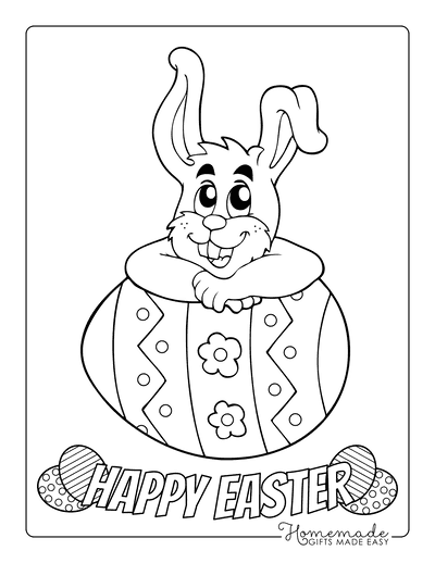 Easter Coloring Pages Cartoon Bunny With Patterned Egg