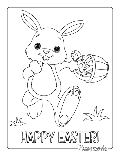 Easter Coloring Pages Cute Bunny With Basket