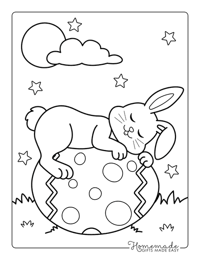 Easter Coloring Pages Cute Easter Bunny Sleeping on Easter Egg