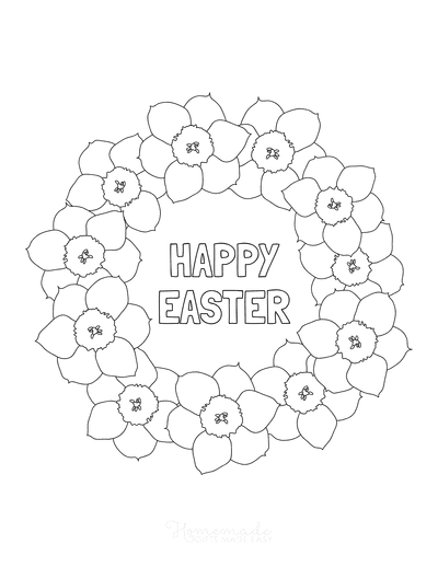 Easter Coloring Pages Daffodil Wreath