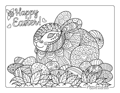 Easter Coloring Pages Detailed Bunny Eggs for Adults