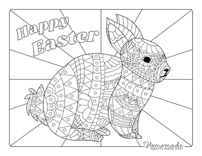 Easter Coloring Pages Detailed Patterned Rabbit for Adults