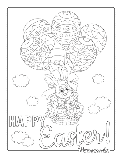 Easter Coloring Pages Easter Bunny Egg Balloon
