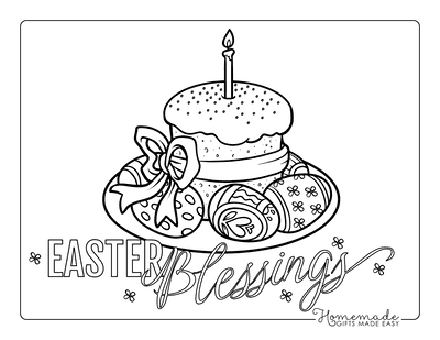 Easter Coloring Pages Easter Cake Candle Eggs
