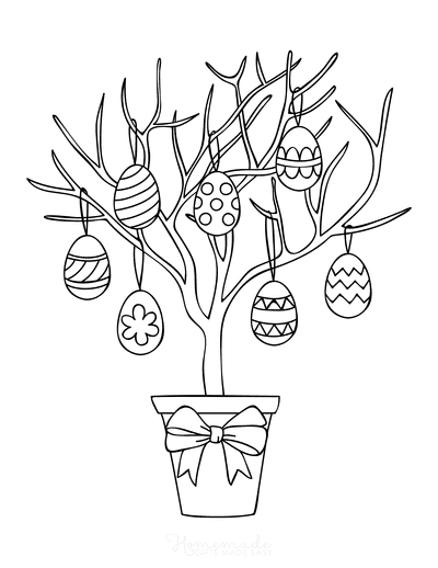Easter Coloring Pages Easter Egg Tree