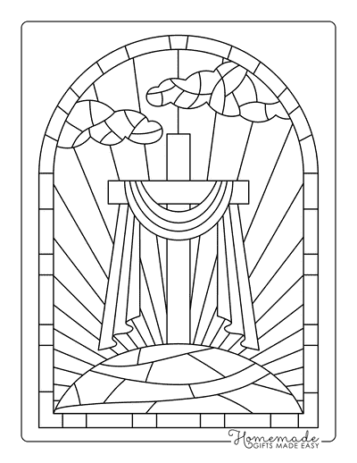 Easter Coloring Pages Easy Stained Glass Cross to Color